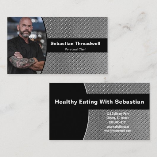 Persoonlijke chef Diamantplaat Aangepaste foto Visitekaartje (Voorkant / Achterkant)