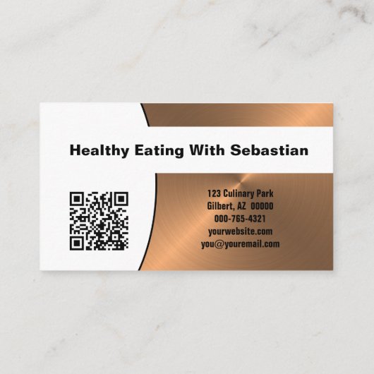 Persoonlijke Chef Faux Copper Custom Photo QR Code Visitekaartje (Achterkant)