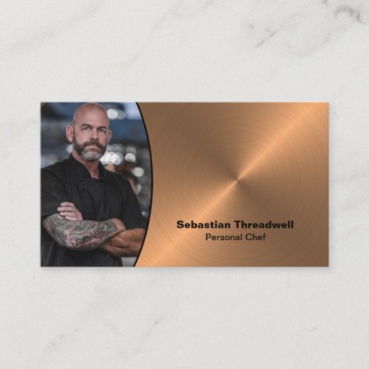 Persoonlijke Chef Faux Copper Custom Photo QR Code Visitekaartje (Voorkant)