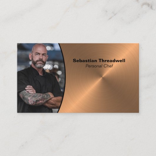 Persoonlijke Chef Faux, geborsteld Koper Aangepast Visitekaartje (Voorkant)