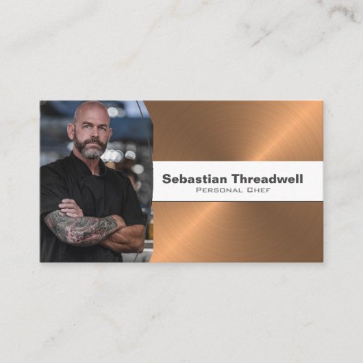 Persoonlijke Chef Faux, geborsteld Koper Aangepast Visitekaartje (Voorkant)