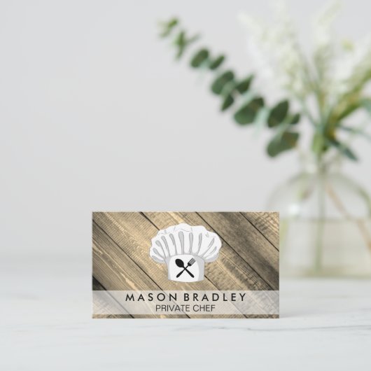 Persoonlijke Chef Houten Paneel Visitekaartje (Staand voorkant)