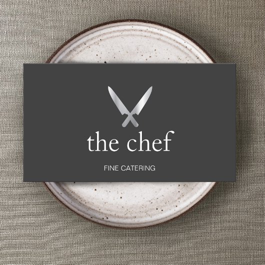 Persoonlijke Chef Knife Logo Eenvoudige culinaire Visitekaartje