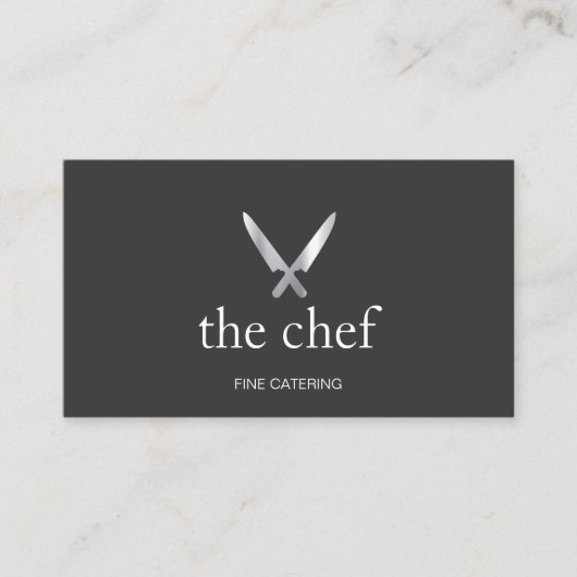 Persoonlijke Chef Knife Logo Eenvoudige culinaire  Visitekaartje (Voorkant)