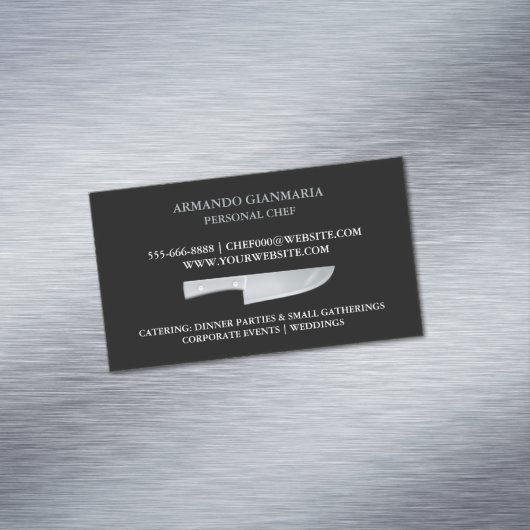 Persoonlijke chef-kok Catering Magnetisch Visitekaartje (Voorbeeld)