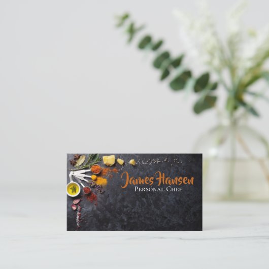 Persoonlijke chef-kok Catering Spices Design Visitekaartje (Staand voorkant)