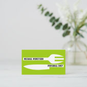 Persoonlijke chef-kok minimalistische lime groen w visitekaartje (Staand voorkant)