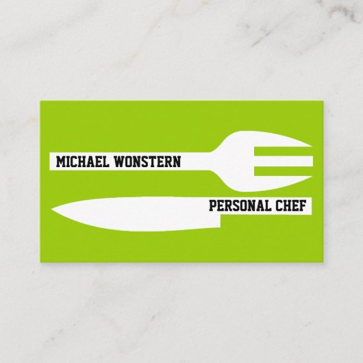Persoonlijke chef-kok minimalistische lime groen w visitekaartje (Voorkant)