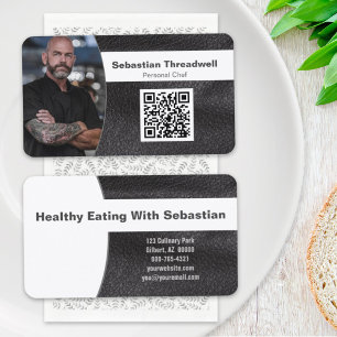 Persoonlijke Chef Kunstleer Aangepaste Foto QR-cod Visitekaartje