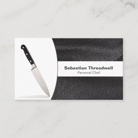 Persoonlijke Chef Mes Lederen Aangepaste Foto QR C Visitekaartje (Voorkant)