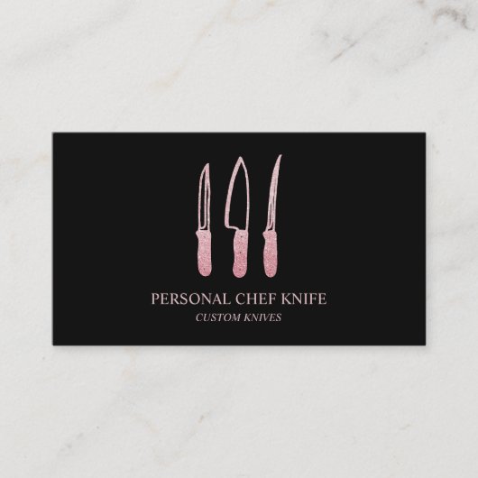 Persoonlijke chef mes types visitekaartje (Voorkant)