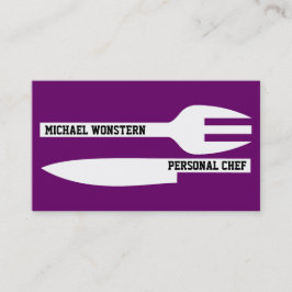 Persoonlijke chef minimalist paarse wit visitekaartje