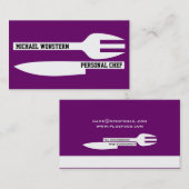 Persoonlijke chef minimalist paarse wit visitekaartje (Voorkant / Achterkant)