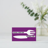 Persoonlijke chef minimalist paarse wit visitekaartje (Staand voorkant)