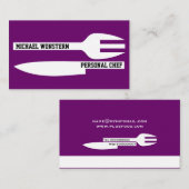 Persoonlijke chef minimalist paarse wit visitekaartje (Voorkant / Achterkant)