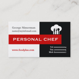 Persoonlijke chef minimalist zwart, wit, rood visitekaartje