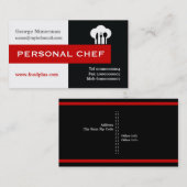 Persoonlijke chef minimalist zwart, wit, rood visitekaartje (Voorkant / Achterkant)