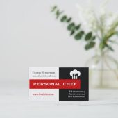 Persoonlijke chef minimalist zwart, wit, rood visitekaartje (Staand voorkant)