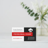 Persoonlijke chef minimalist zwart, wit, rood visitekaartje (Staand voorkant)