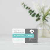 Persoonlijke chef-minimalistisch grijs, wit, aqua visitekaartje (Staand voorkant)