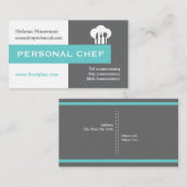 Persoonlijke chef-minimalistisch grijs, wit, aqua visitekaartje (Voorkant / Achterkant)
