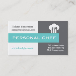 Persoonlijke chef-minimalistisch grijs, wit, aqua visitekaartje