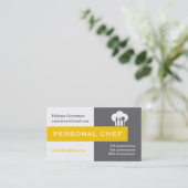 Persoonlijke chef-minimalistisch grijs, wit, geel visitekaartje (Staand voorkant)
