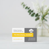 Persoonlijke chef-minimalistisch grijs, wit, geel visitekaartje (Staand voorkant)