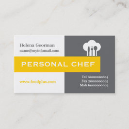 Persoonlijke chef-minimalistisch grijs, wit, geel visitekaartje