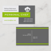 Persoonlijke chef-minimalistisch grijs, wit, groen visitekaartje (Voorkant / Achterkant)