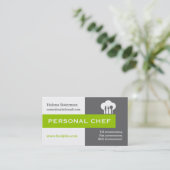Persoonlijke chef-minimalistisch grijs, wit, groen visitekaartje (Staand voorkant)