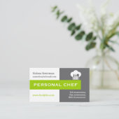 Persoonlijke chef-minimalistisch grijs, wit, groen visitekaartje (Staand voorkant)