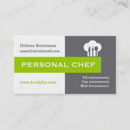 Persoonlijke chef-minimalistisch grijs, wit, groen visitekaartje