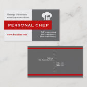 Persoonlijke chef-minimalistisch grijs, wit, rood visitekaartje (Voorkant / Achterkant)