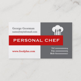 Persoonlijke chef-minimalistisch grijs, wit, rood visitekaartje