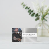 Persoonlijke Chef Nep Staal Aangepaste Foto QR Cod Visitekaartje (Staand voorkant)