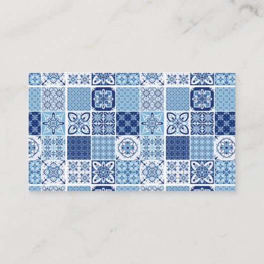 Persoonlijke Chef of Restaurant Lemon & Blue Tile Visitekaartje (Achterkant)