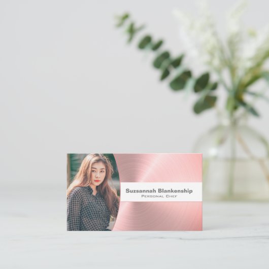 Persoonlijke Chef penseelroze metalen Aangepaste f Visitekaartje (Staand voorkant)