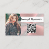 Persoonlijke Chef Poos Roze Metal Foto QR Code Visitekaartje (Voorkant)