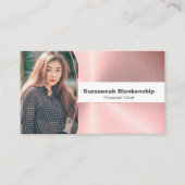 Persoonlijke Chef Poos Roze Metal Foto QR Code Visitekaartje (Voorkant)