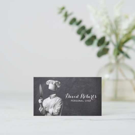 Persoonlijke Chef Privé Chef Restaurant Chalkboard Visitekaartje (Staand voorkant)