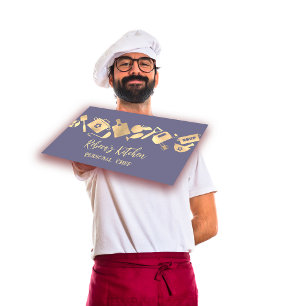 Persoonlijke Chef Restaurant Catering Logo QR Blau Visitekaartje