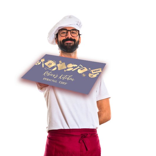 Persoonlijke Chef Restaurant Catering Logo QR Blau Visitekaartje