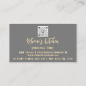 Persoonlijke Chef Restaurant Catering Logo QR Grij Visitekaartje (Achterkant)
