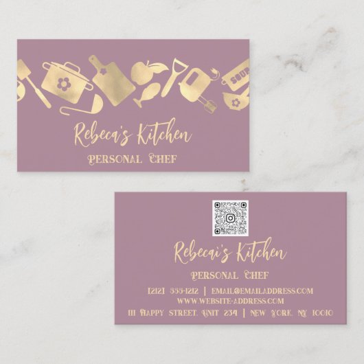 Persoonlijke Chef Restaurant Catering Logo QR Paar Visitekaartje (Voorkant / Achterkant)