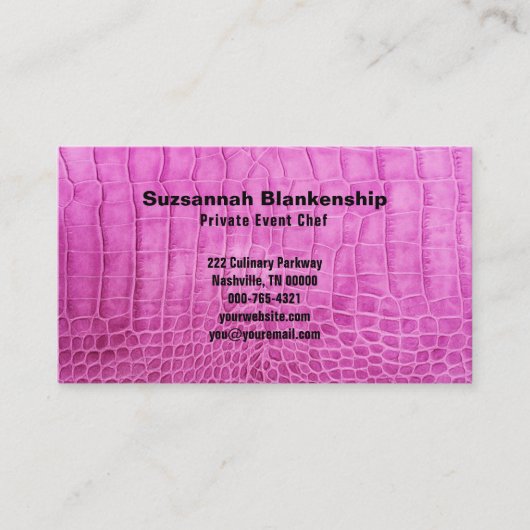 Persoonlijke Chef Roze leder QR-code Aangepast Visitekaartje (Voorkant)