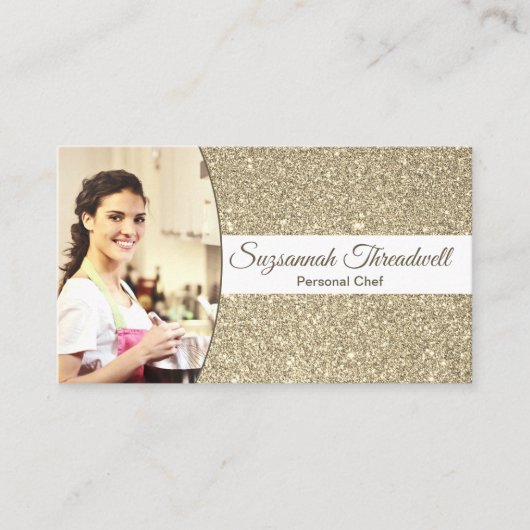 Persoonlijke Chef Subtle Gold Glitter - Aangepaste Visitekaartje (Voorkant)