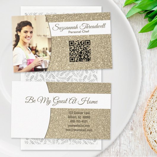 Persoonlijke Chef Subtle Gold Glitter Custom Photo Visitekaartje
