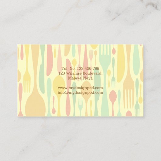 Persoonlijke Chef Visitekaartje (Achterkant)