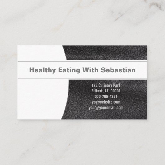 Persoonlijke Chef Zwart Leder Custom Foto Visitekaartje (Achterkant)